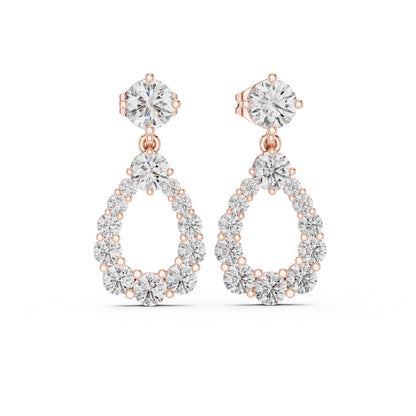 14K Yellow Gold Bridal Drop Earrings with Round Lab-Grown Diamonds for Women | Pure Carat