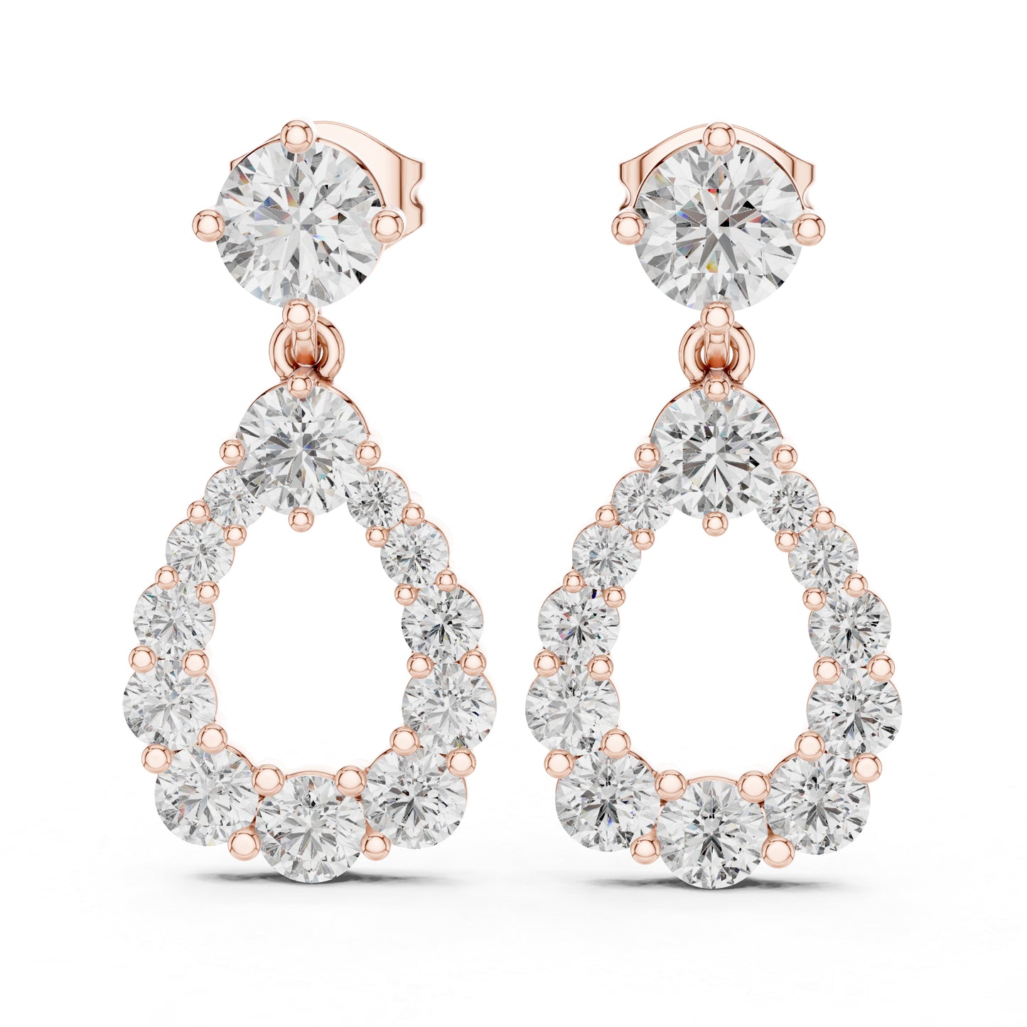 14K Yellow Gold Bridal Drop Earrings with Round Lab-Grown Diamonds for Women | Pure Carat