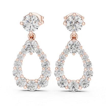14K Yellow Gold Bridal Drop Earrings with Round Lab-Grown Diamonds for Women | Pure Carat