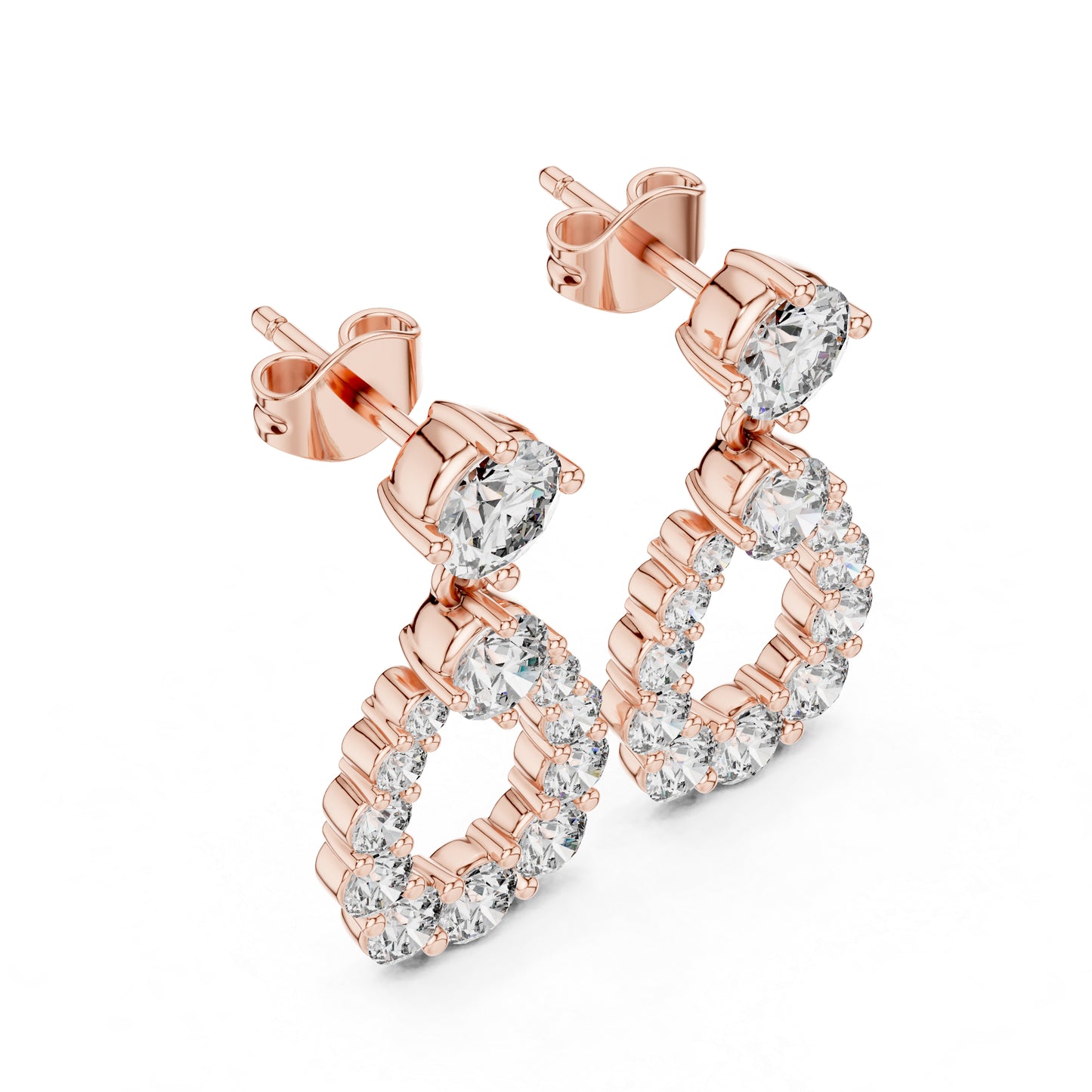 14K Yellow Gold Bridal Drop Earrings with Round Lab-Grown Diamonds for Women | Pure Carat