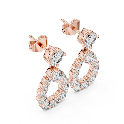 14K Yellow Gold Bridal Drop Earrings with Round Lab-Grown Diamonds for Women | Pure Carat