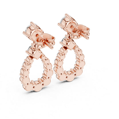 14K Yellow Gold Bridal Drop Earrings with Round Lab-Grown Diamonds for Women | Pure Carat
