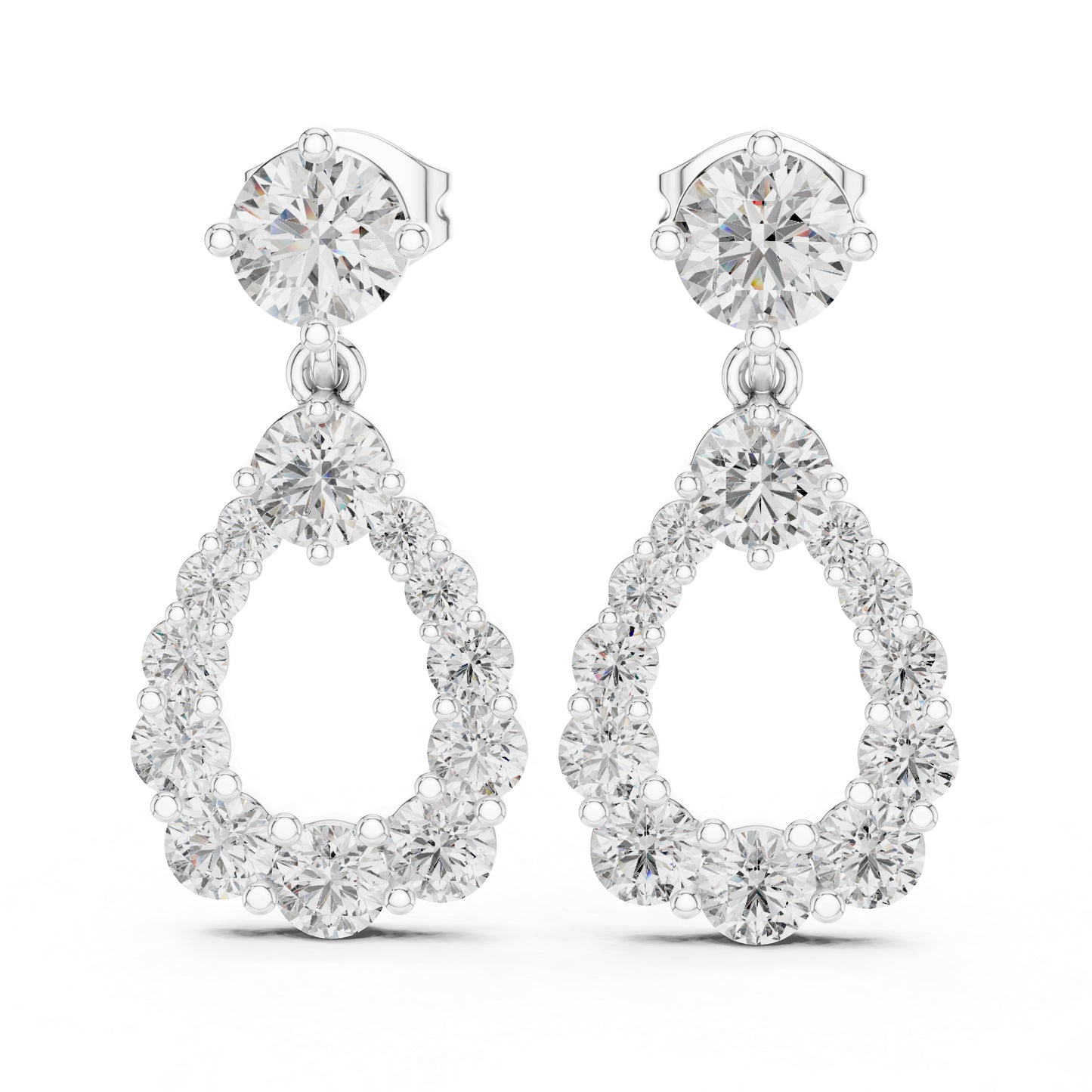 14K Yellow Gold Bridal Drop Earrings with Round Lab-Grown Diamonds for Women | Pure Carat