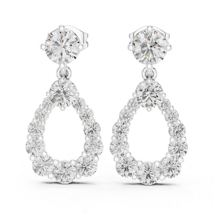 14K Yellow Gold Bridal Drop Earrings with Round Lab-Grown Diamonds for Women | Pure Carat