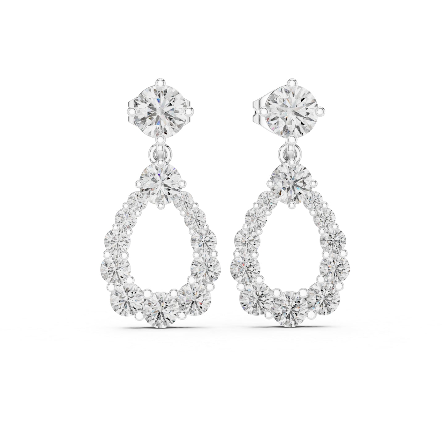 14K Yellow Gold Bridal Drop Earrings with Round Lab-Grown Diamonds for Women | Pure Carat