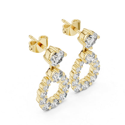 14K Yellow Gold Bridal Drop Earrings with Round Lab-Grown Diamonds for Women | Pure Carat