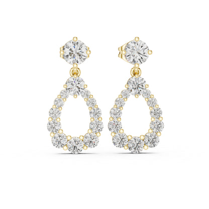 14K Yellow Gold Bridal Drop Earrings with Round Lab-Grown Diamonds for Women | Pure Carat
