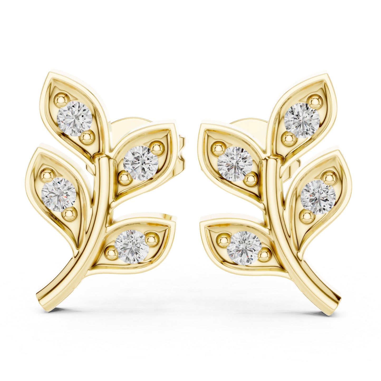 Pure Carat 18K Yellow Gold Round Cut Lab-Grown Diamond Drop Earrings for Women