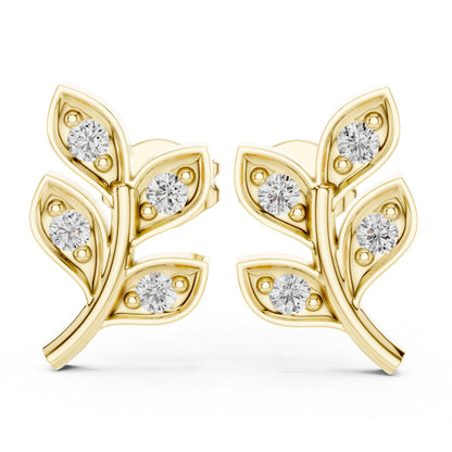 Pure Carat 18K Yellow Gold Round Cut Lab-Grown Diamond Drop Earrings for Women