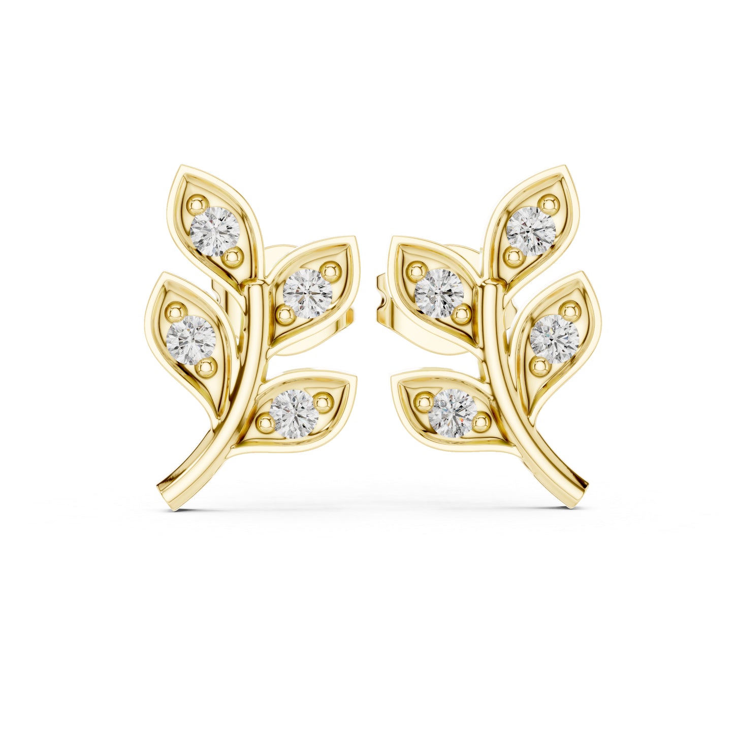 Pure Carat 18K Yellow Gold Round Cut Lab-Grown Diamond Drop Earrings for Women