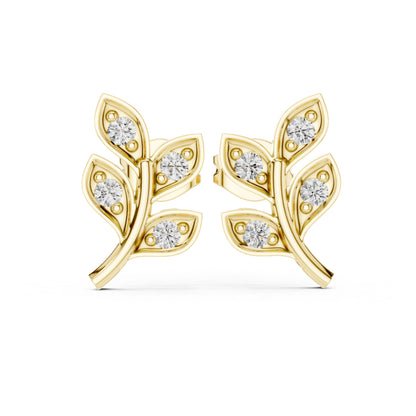 Pure Carat 18K Yellow Gold Round Cut Lab-Grown Diamond Drop Earrings for Women