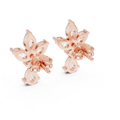 Pure Carat 14K White Gold Engagement Stud Earrings | Marquise, Pear & Round Diamonds
