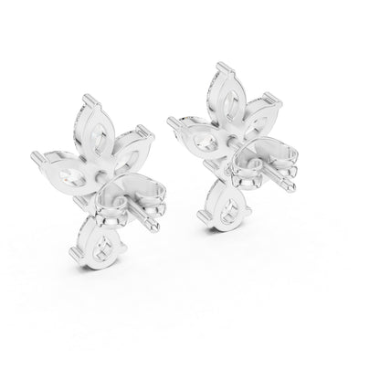 Pure Carat 14K White Gold Engagement Stud Earrings | Marquise, Pear & Round Diamonds