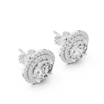 18K Yellow Gold Round Lab-Grown Diamond Earrings for Women | Everyday Wear | Pure Carat