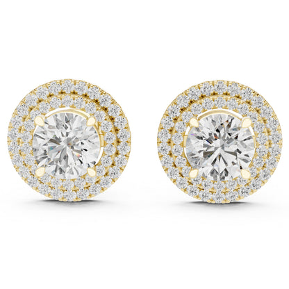18K Yellow Gold Round Lab-Grown Diamond Earrings for Women | Everyday Wear | Pure Carat