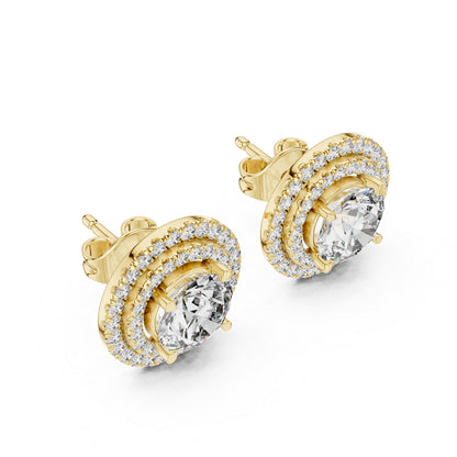 18K Yellow Gold Round Lab-Grown Diamond Earrings for Women | Everyday Wear | Pure Carat