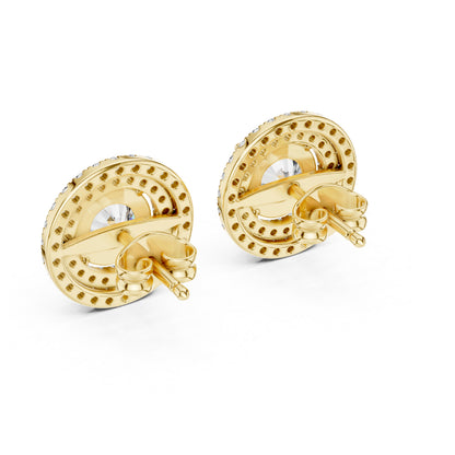 18K Yellow Gold Round Lab-Grown Diamond Earrings for Women | Everyday Wear | Pure Carat