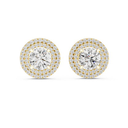 18K Yellow Gold Round Lab-Grown Diamond Earrings for Women | Everyday Wear | Pure Carat
