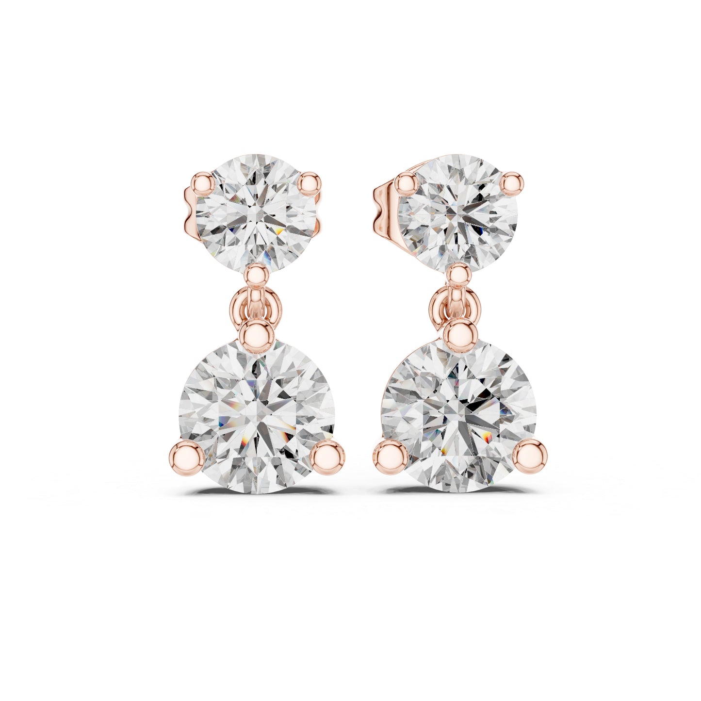 Women’s Party Wear Earrings in 14K Rose Gold with Round Lab-Grown Diamonds | Pure Carat