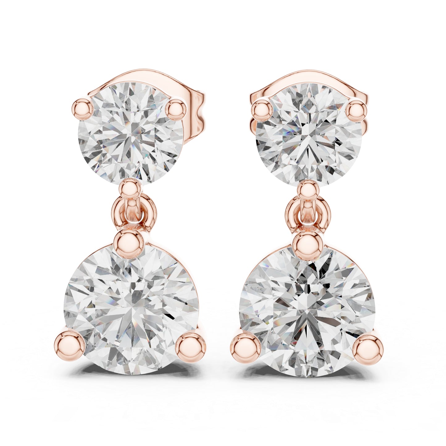 Women’s Party Wear Earrings in 14K Rose Gold with Round Lab-Grown Diamonds | Pure Carat