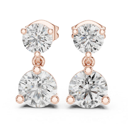 Women’s Party Wear Earrings in 14K Rose Gold with Round Lab-Grown Diamonds | Pure Carat