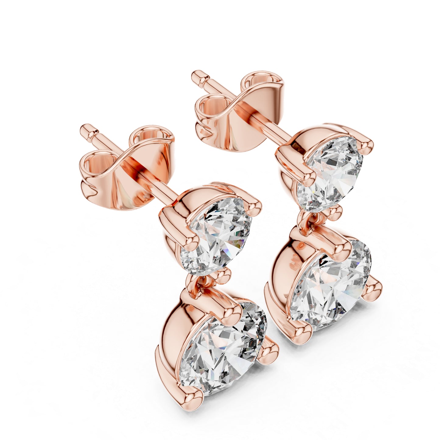 Women’s Party Wear Earrings in 14K Rose Gold with Round Lab-Grown Diamonds | Pure Carat