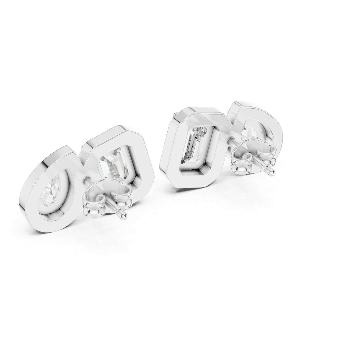 18K Yellow Gold Emerald/Pear/Round Diamond Stud Earrings for Women | Bridal | Pure Carat