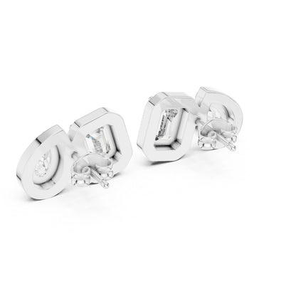 18K Yellow Gold Emerald/Pear/Round Diamond Stud Earrings for Women | Bridal | Pure Carat