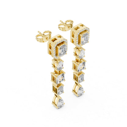 14k Rose Gold Emerald/Oval/Princess/Pear Cut Diamond Party Wear Stud Earrings | Pure Carat
