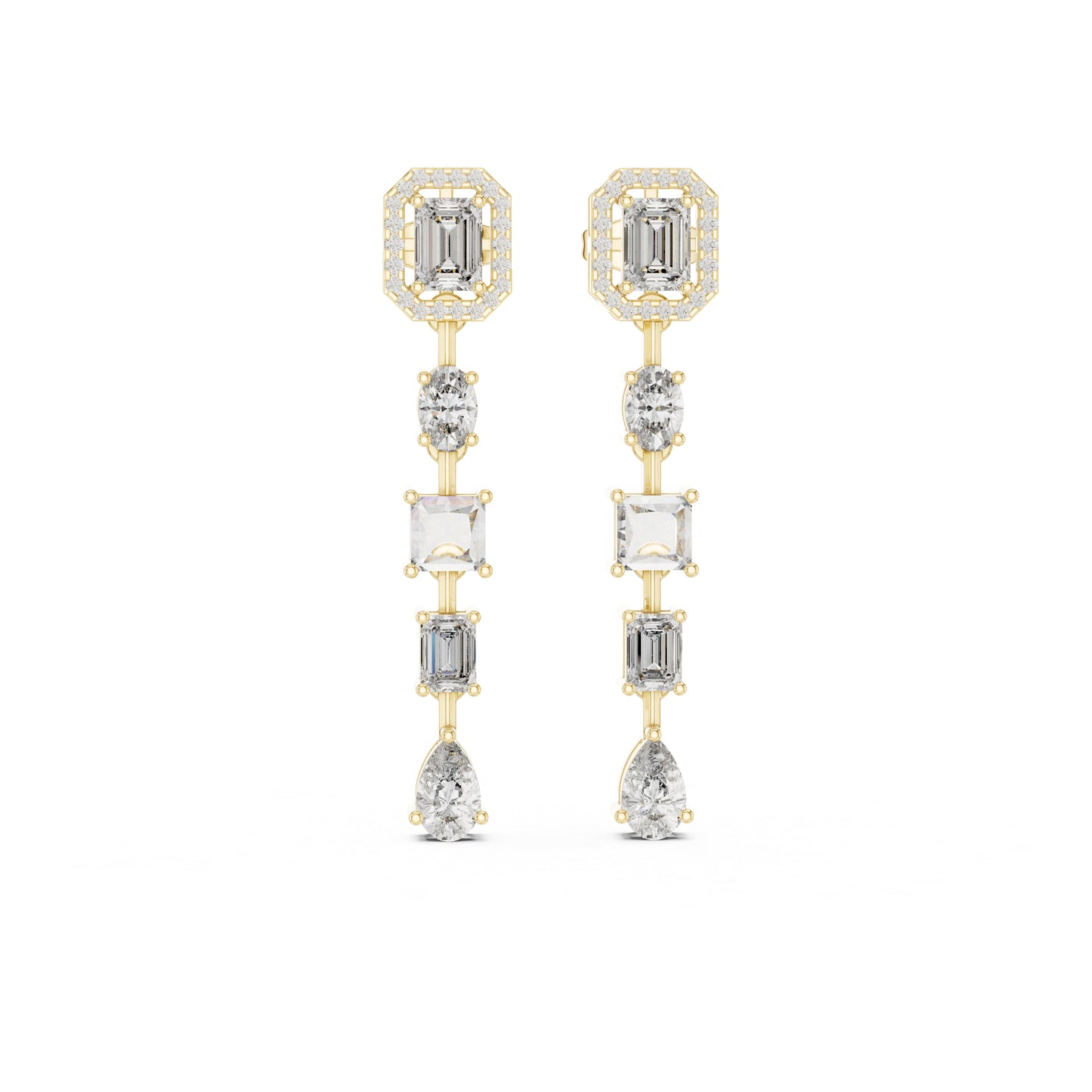 14k Rose Gold Emerald/Oval/Princess/Pear Cut Diamond Party Wear Stud Earrings | Pure Carat