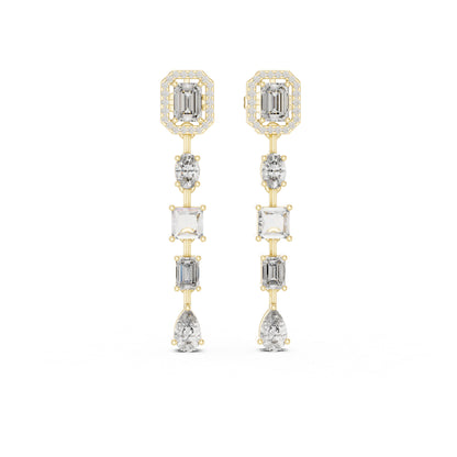 14k Rose Gold Emerald/Oval/Princess/Pear Cut Diamond Party Wear Stud Earrings | Pure Carat
