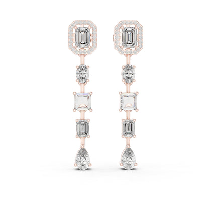 14k Rose Gold Emerald/Oval/Princess/Pear Cut Diamond Party Wear Stud Earrings | Pure Carat