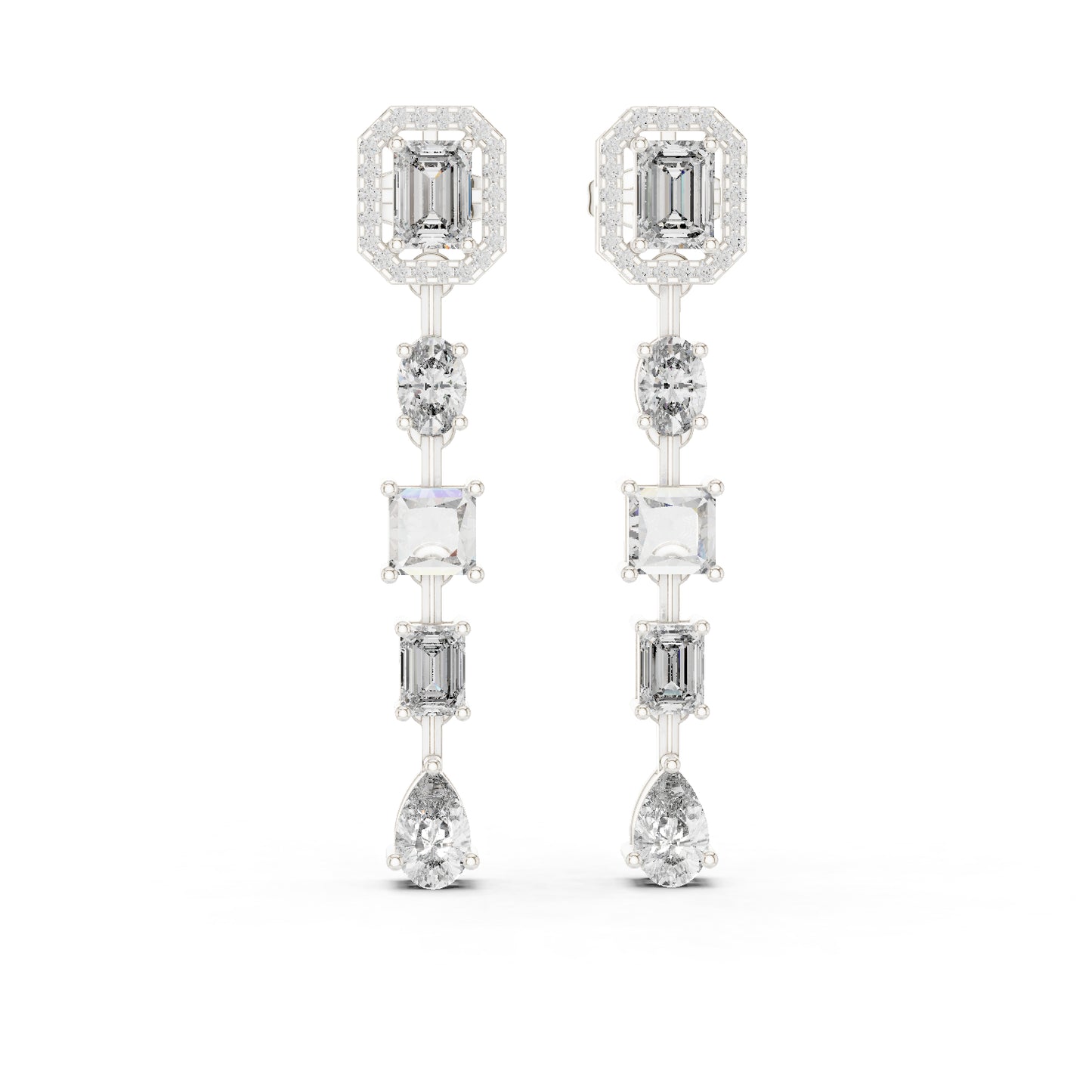 14k Rose Gold Emerald/Oval/Princess/Pear Cut Diamond Party Wear Stud Earrings | Pure Carat