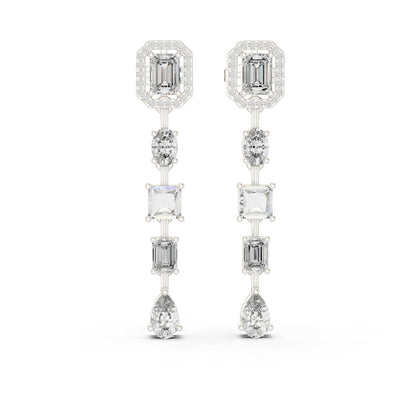 14k Rose Gold Emerald/Oval/Princess/Pear Cut Diamond Party Wear Stud Earrings | Pure Carat