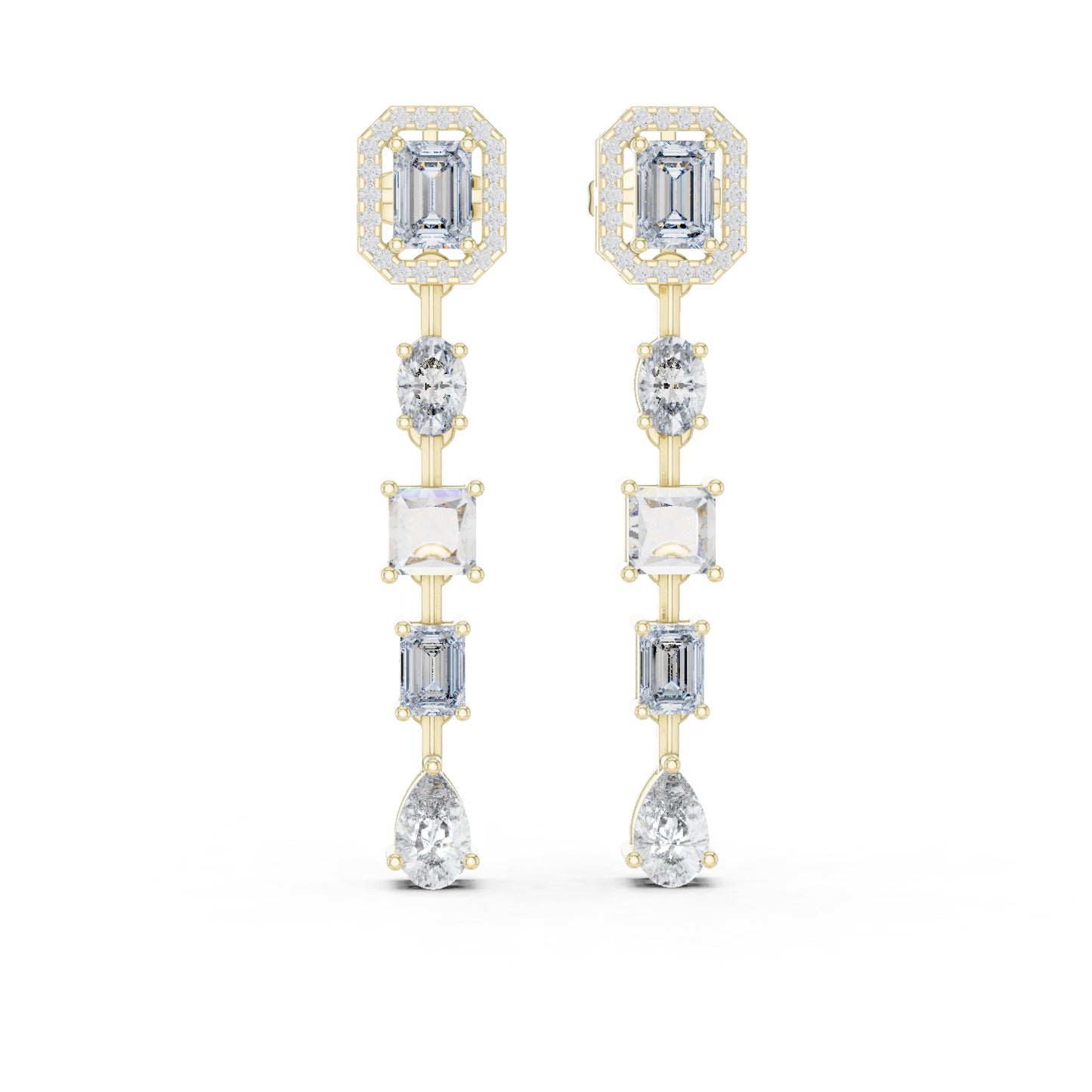 14k Rose Gold Emerald/Oval/Princess/Pear Cut Diamond Party Wear Stud Earrings | Pure Carat