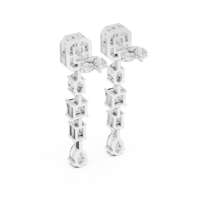 14k Rose Gold Emerald/Oval/Princess/Pear Cut Diamond Party Wear Stud Earrings | Pure Carat
