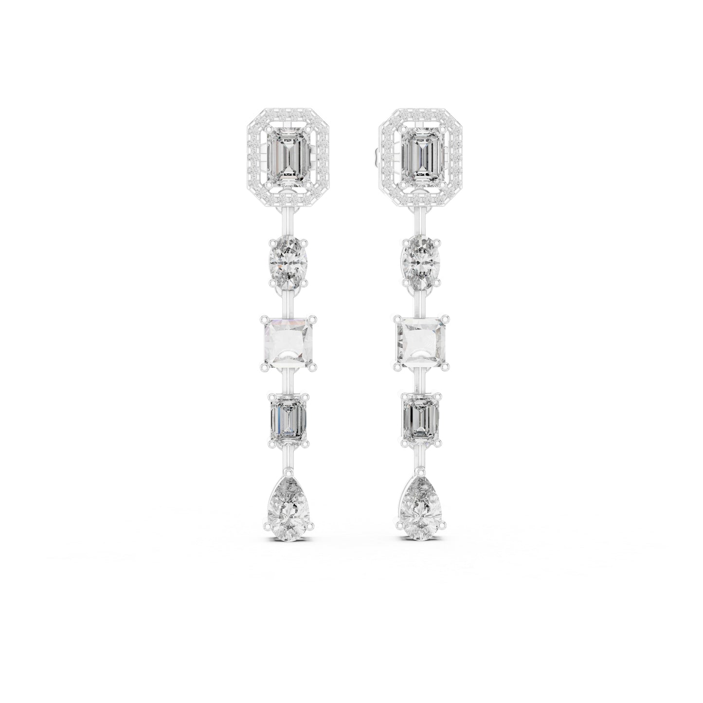 14k Rose Gold Emerald/Oval/Princess/Pear Cut Diamond Party Wear Stud Earrings | Pure Carat
