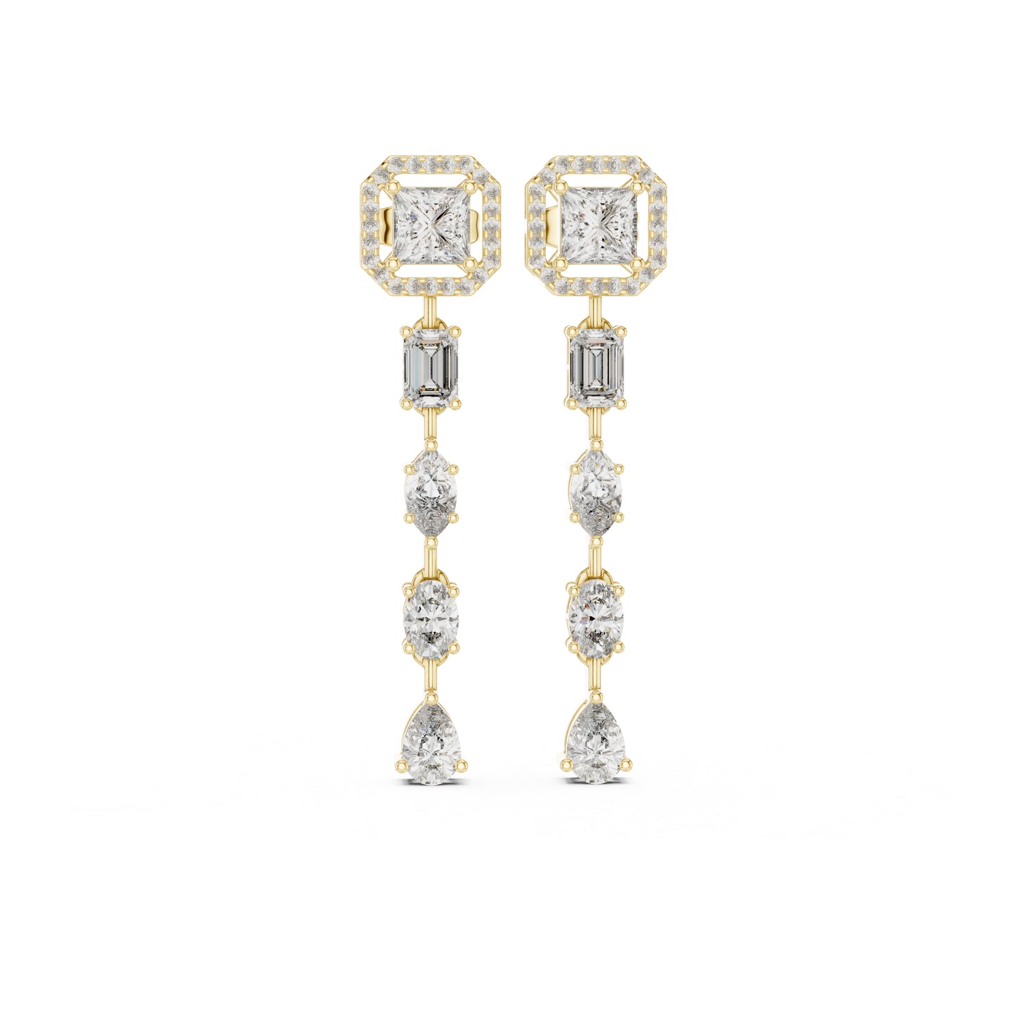 14k White Gold Princess/Emerald/Oval/Marquise Cut Diamond Engagement Stud Earrings | Pure Carat