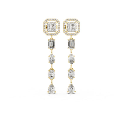 14k White Gold Princess/Emerald/Oval/Marquise Cut Diamond Engagement Stud Earrings | Pure Carat