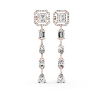 14k White Gold Princess/Emerald/Oval/Marquise Cut Diamond Engagement Stud Earrings | Pure Carat