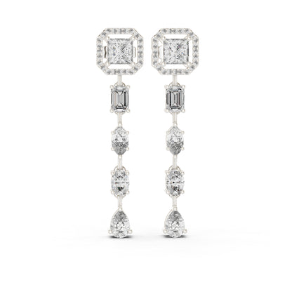 14k White Gold Princess/Emerald/Oval/Marquise Cut Diamond Engagement Stud Earrings | Pure Carat