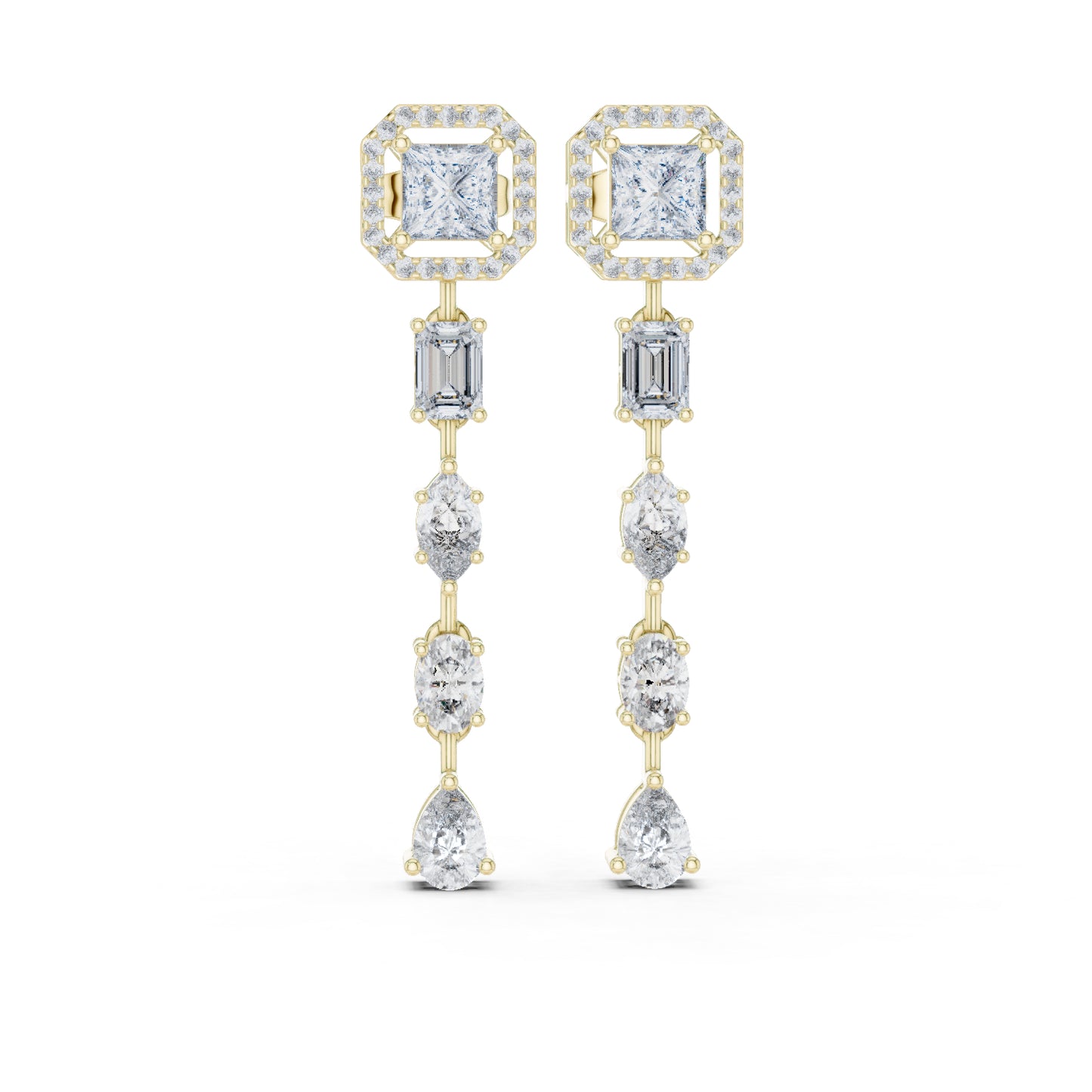 14k White Gold Princess/Emerald/Oval/Marquise Cut Diamond Engagement Stud Earrings | Pure Carat