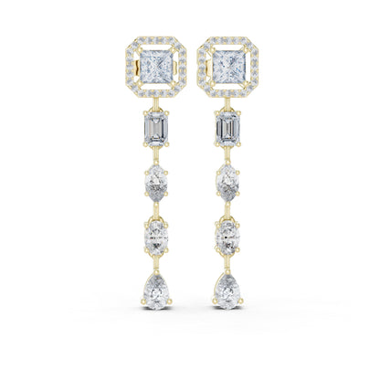 14k White Gold Princess/Emerald/Oval/Marquise Cut Diamond Engagement Stud Earrings | Pure Carat