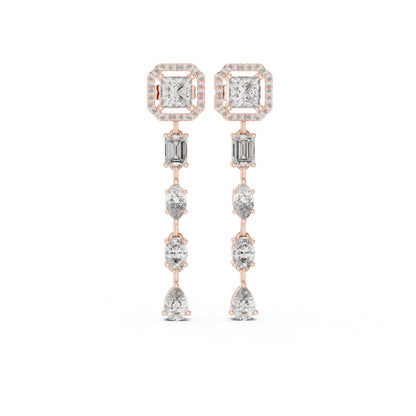 14k White Gold Princess/Emerald/Oval/Marquise Cut Diamond Engagement Stud Earrings | Pure Carat