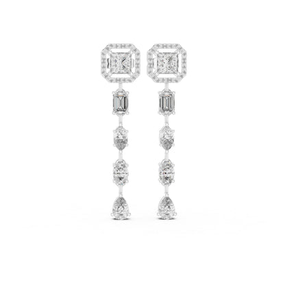 14k White Gold Princess/Emerald/Oval/Marquise Cut Diamond Engagement Stud Earrings | Pure Carat