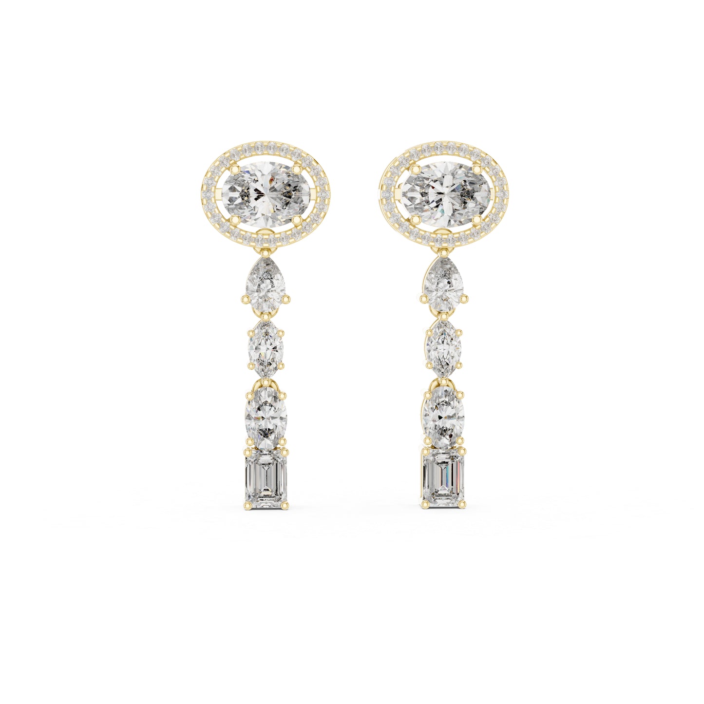 18k Yellow Gold Emerald/Marquise/Pear/Oval Cut Diamond Anniversary Earrings for Women | Pure Carat