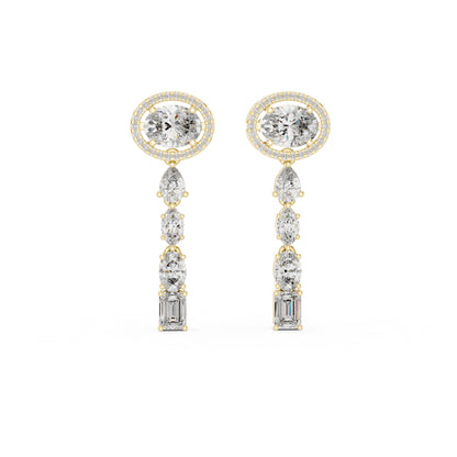 18k Yellow Gold Emerald/Marquise/Pear/Oval Cut Diamond Anniversary Earrings for Women | Pure Carat