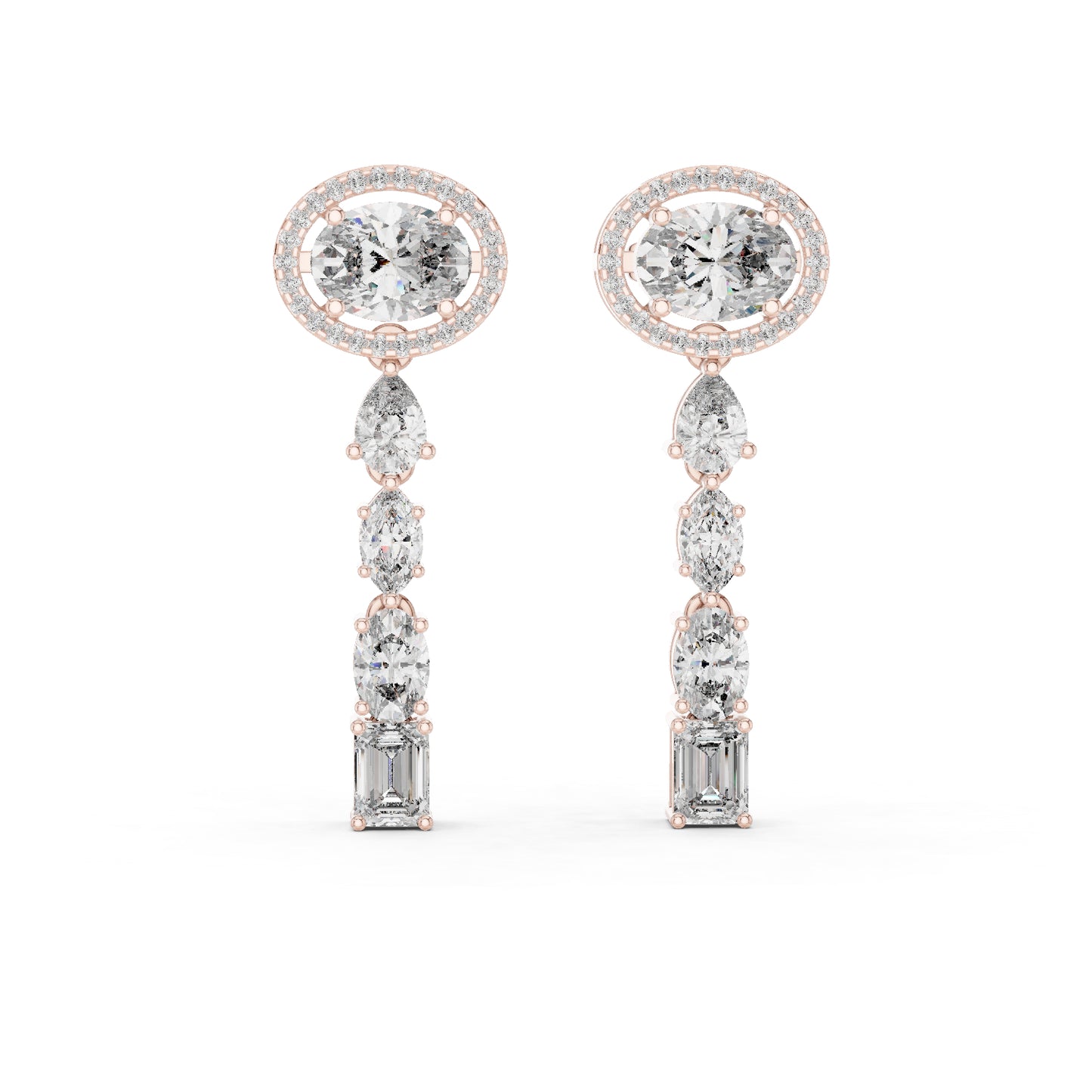 18k Yellow Gold Emerald/Marquise/Pear/Oval Cut Diamond Anniversary Earrings for Women | Pure Carat