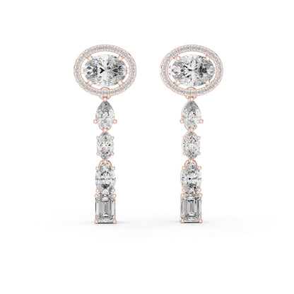 18k Yellow Gold Emerald/Marquise/Pear/Oval Cut Diamond Anniversary Earrings for Women | Pure Carat