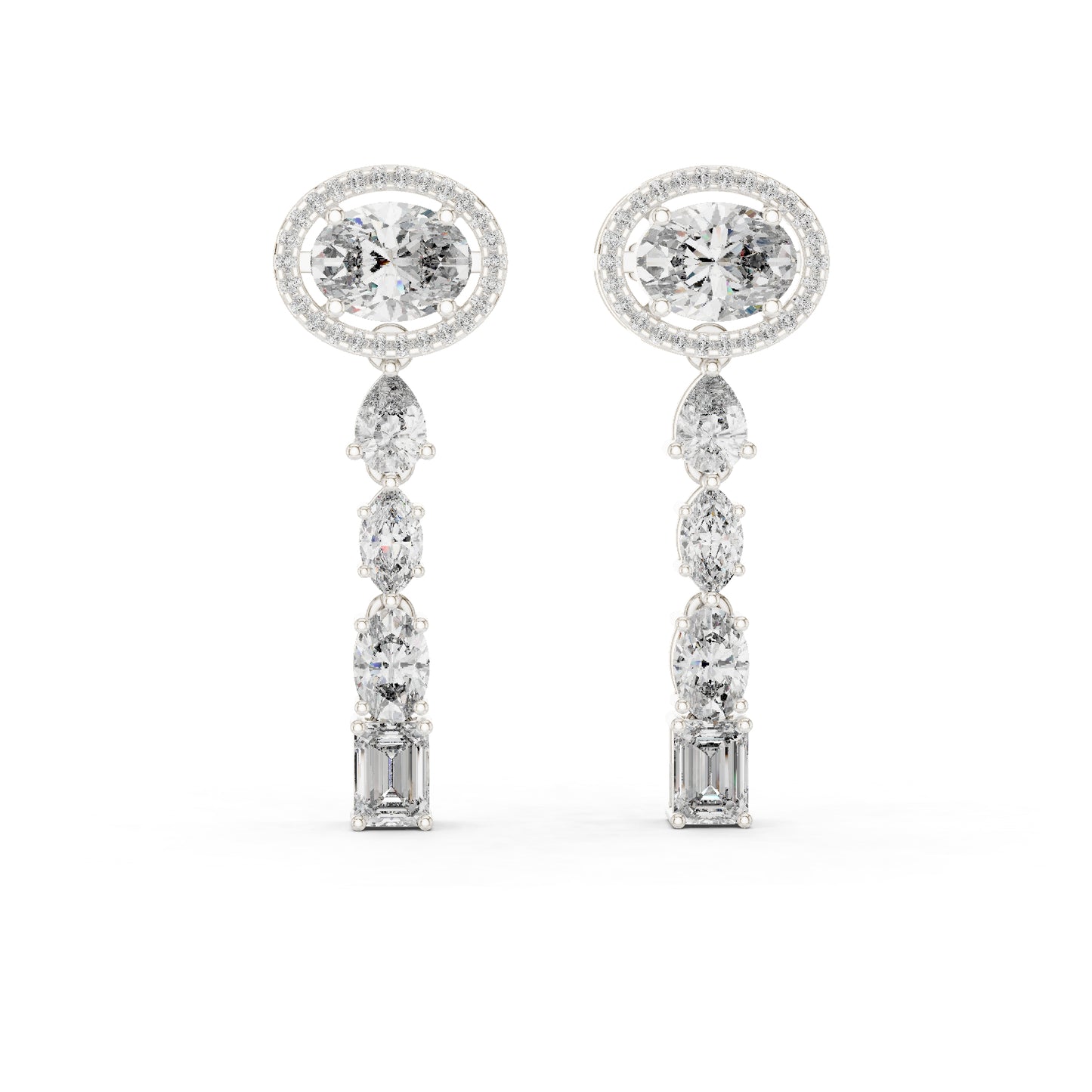 18k Yellow Gold Emerald/Marquise/Pear/Oval Cut Diamond Anniversary Earrings for Women | Pure Carat
